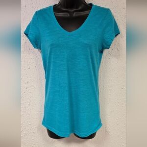 Allison Brittney Turquoise V-Neck Short Sleeve Top